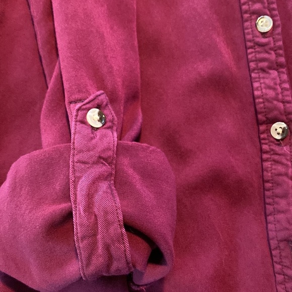 Harper Plum/Maroon Soft Jersey Knit Button-Front Blouse w Patch Pockets - Picture 9 of 10
